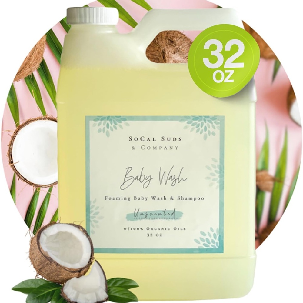 SoCal Suds & Company 2-in-1 Organic Baby Wash Castile Soap Fragrance Free, 32oz